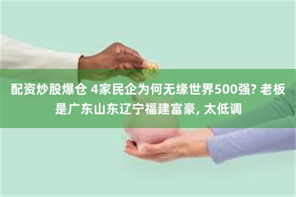 配资炒股爆仓 4家民企为何无缘世界500强? 老板是广东山东辽宁福建富豪, 太低调